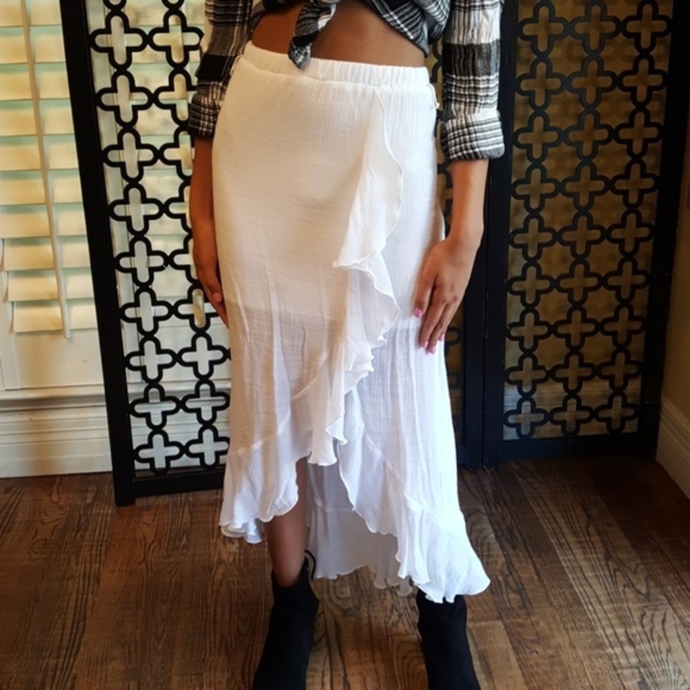 BCX WHITE SALSA RUFFLE SKIRT XS Lined‎ Skirt